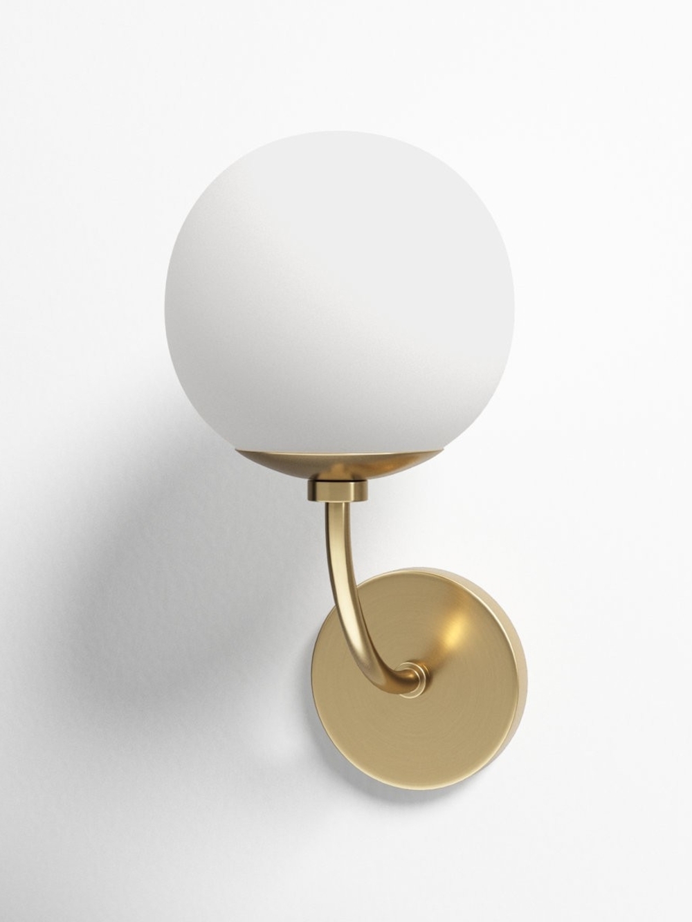 Modern Brass Wall Sconce with White Glass Globe